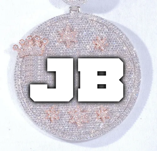 CUSTOM LETTER NECKLACE 3D BIG CROWN DISC sold by The GUU Shop