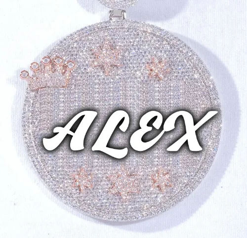 CUSTOM LETTER NECKLACE 3D BIG CROWN DISC sold by The GUU Shop