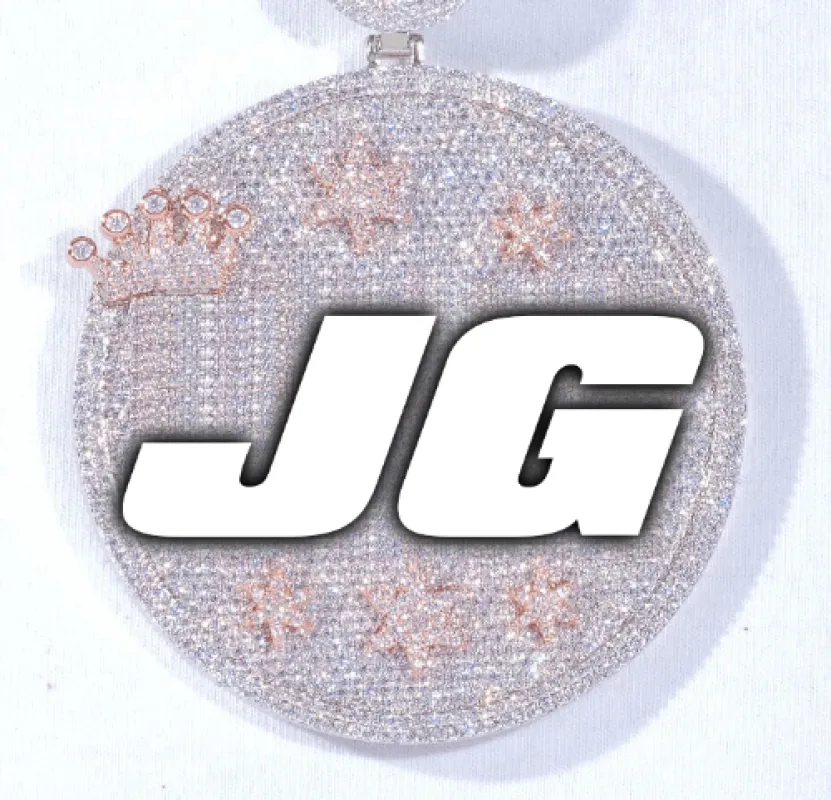 CUSTOM LETTER NECKLACE 3D BIG CROWN DISC made by The GUU Shop