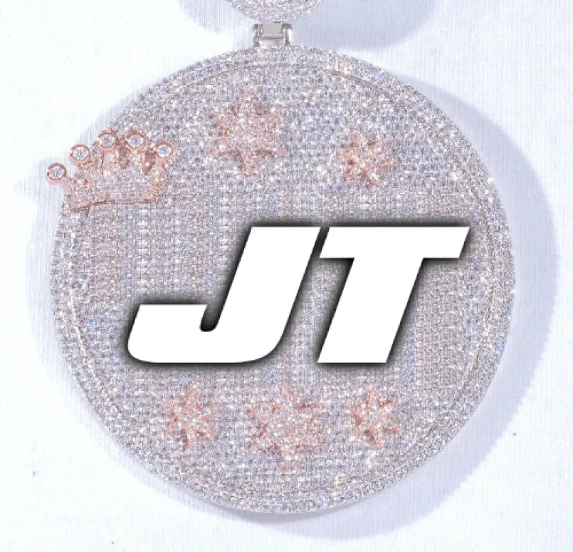 CUSTOM LETTER NECKLACE 3D BIG CROWN DISC made by The GUU Shop