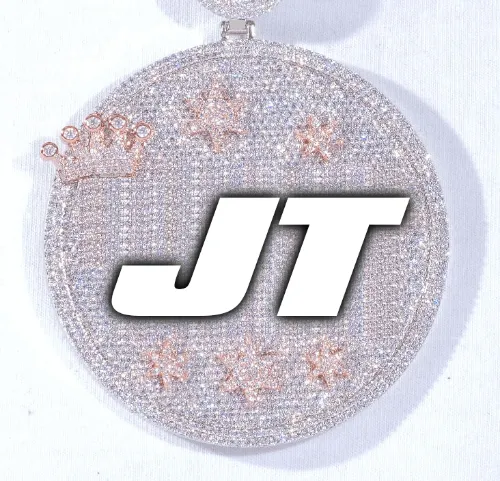 CUSTOM LETTER NECKLACE 3D BIG CROWN DISC sold by The GUU Shop