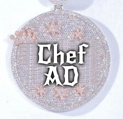 CUSTOM LETTER NECKLACE 3D BIG CROWN DISC sold by The GUU Shop