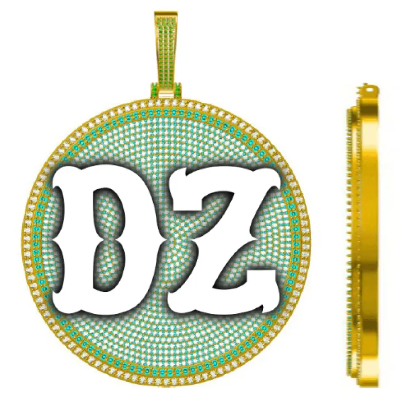 CUSTOM LETTER NECKLACE 3D BIG DISC made by The GUU Shop