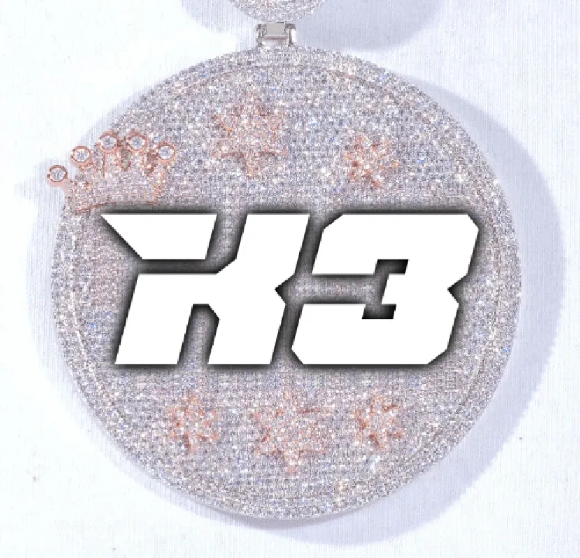 CUSTOM LETTER NECKLACE 3D BIG CROWN DISC made by The GUU Shop