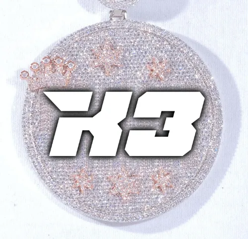 CUSTOM LETTER NECKLACE 3D BIG CROWN DISC sold by The GUU Shop