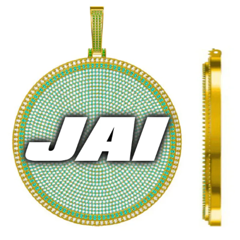 CUSTOM LETTER NECKLACE 3D BIG DISC made by The GUU Shop