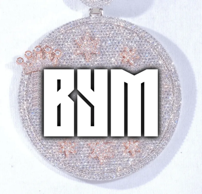 CUSTOM LETTER NECKLACE 3D BIG CROWN DISC made by The GUU Shop