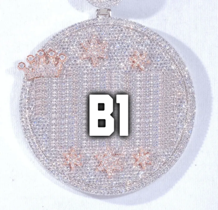 CUSTOM LETTER NECKLACE 3D BIG CROWN DISC made by The GUU Shop
