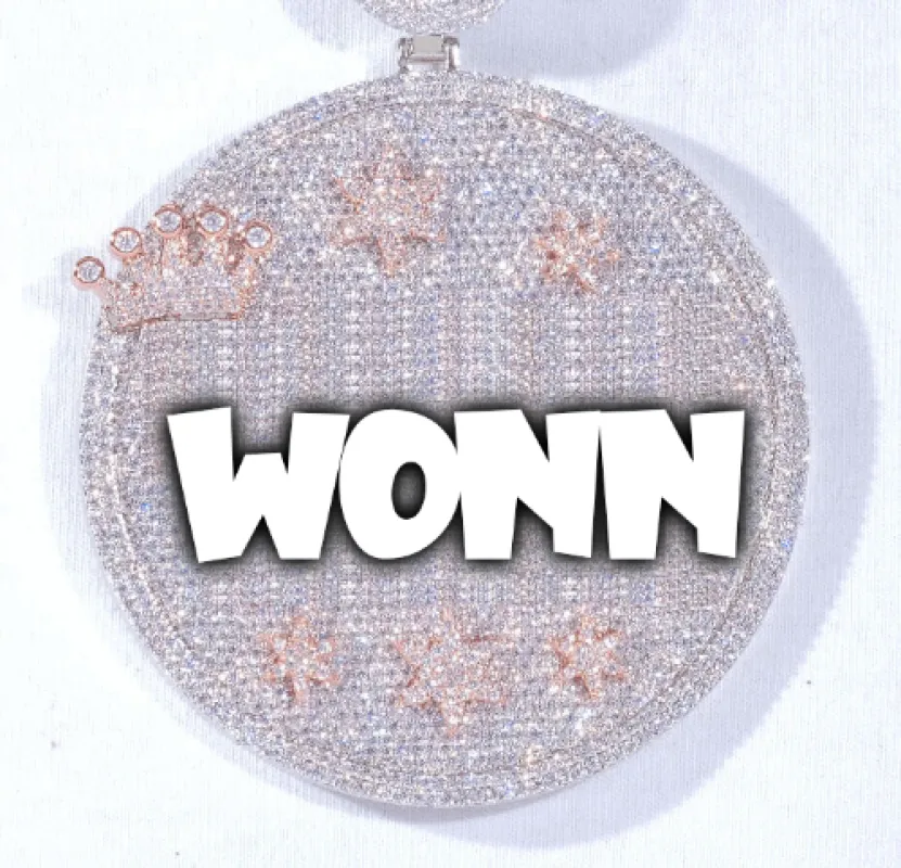 CUSTOM LETTER NECKLACE 3D BIG CROWN DISC made by The GUU Shop