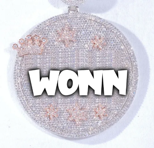 CUSTOM LETTER NECKLACE 3D BIG CROWN DISC sold by The GUU Shop