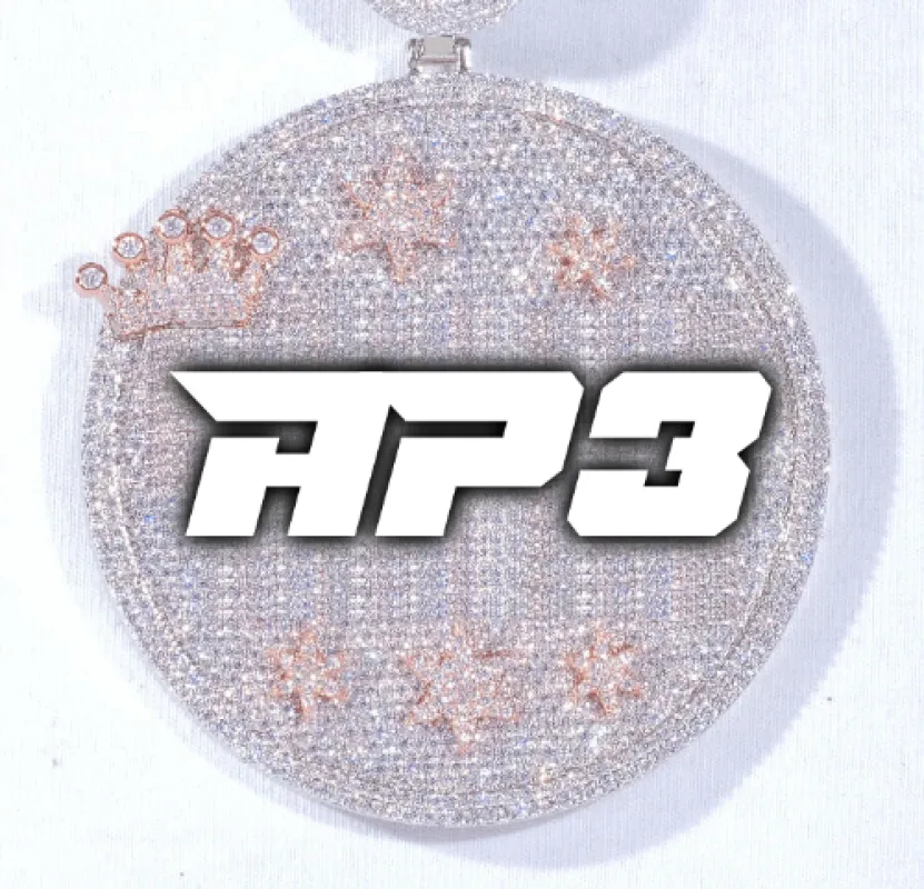 CUSTOM LETTER NECKLACE 3D BIG CROWN DISC made by The GUU Shop