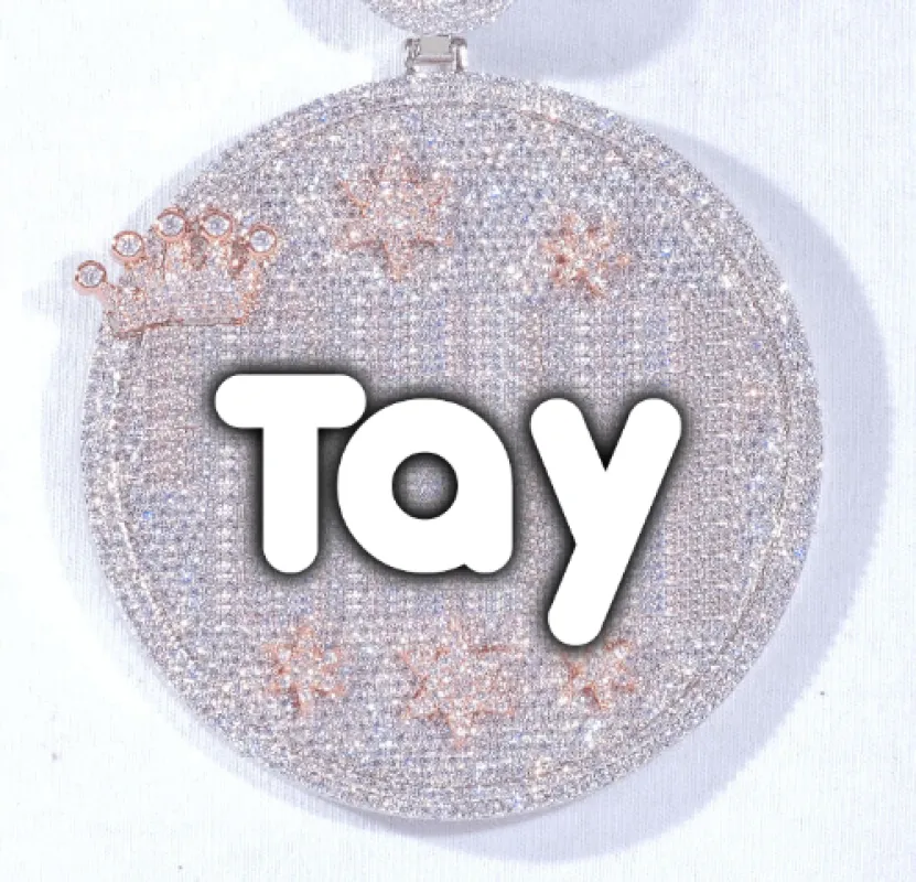 CUSTOM LETTER NECKLACE 3D BIG CROWN DISC made by The GUU Shop