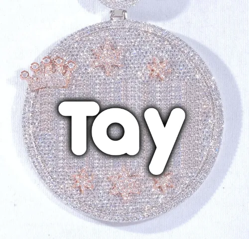 CUSTOM LETTER NECKLACE 3D BIG CROWN DISC sold by The GUU Shop