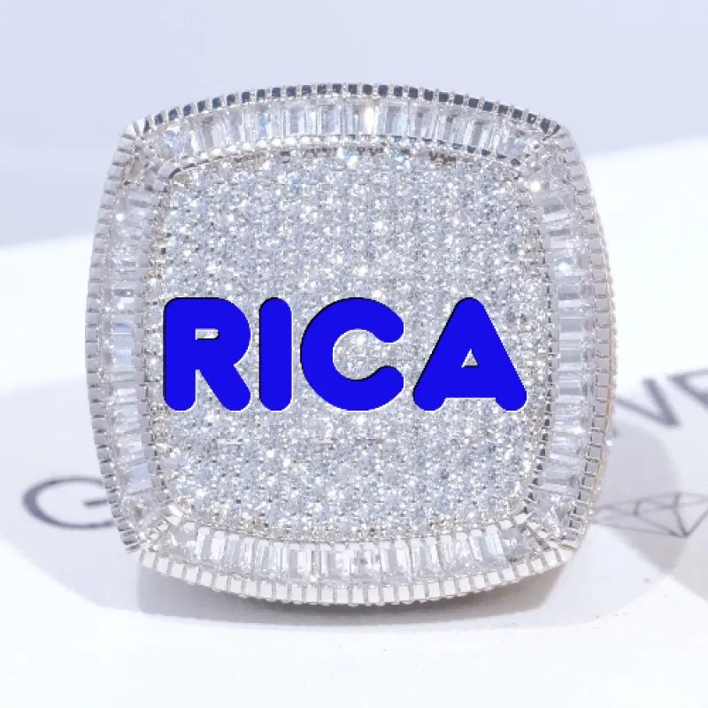 CUSTOM LETTER 3D ICED RING made by The GUU Shop