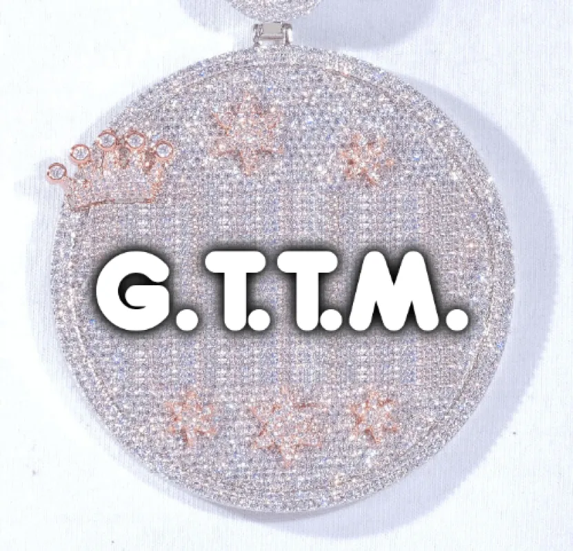 CUSTOM LETTER NECKLACE 3D BIG CROWN DISC made by The GUU Shop