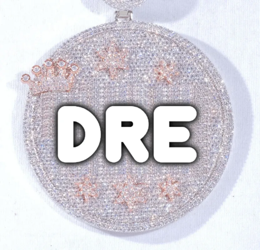 CUSTOM LETTER NECKLACE 3D BIG CROWN DISC made by The GUU Shop