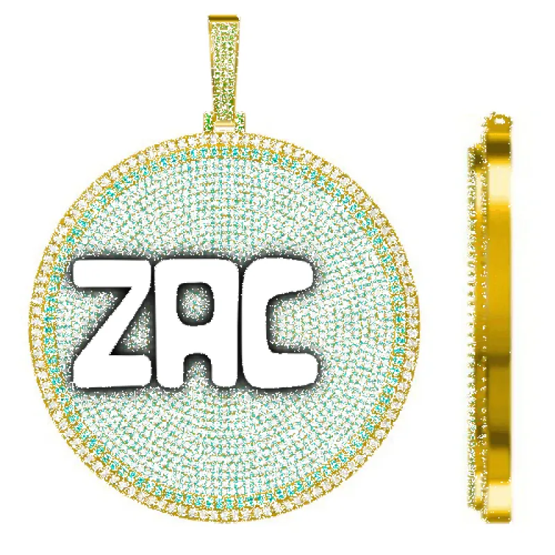 CUSTOM LETTER NECKLACE 3D BIG DISC made by The GUU Shop