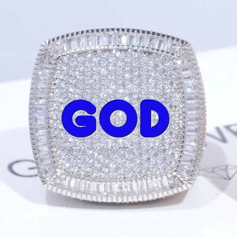 CUSTOM LETTER 3D ICED RING made by The GUU Shop