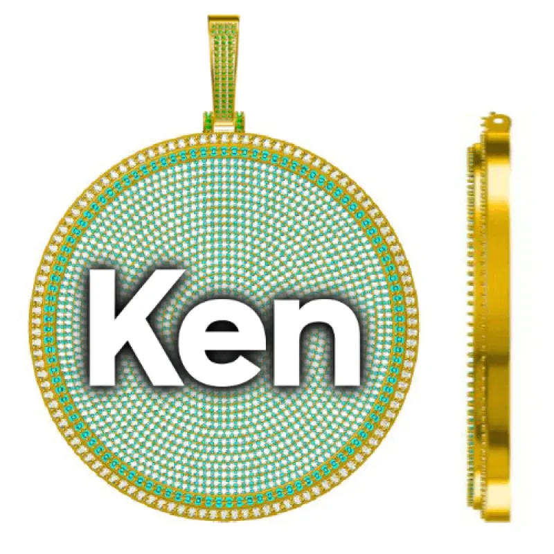 CUSTOM LETTER NECKLACE 3D BIG DISC made by The GUU Shop