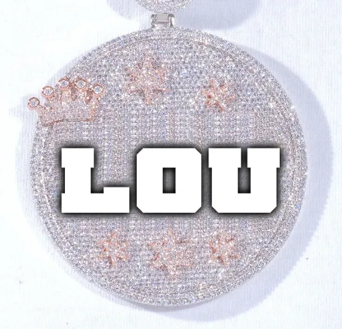 CUSTOM LETTER NECKLACE 3D BIG CROWN DISC sold by The GUU Shop