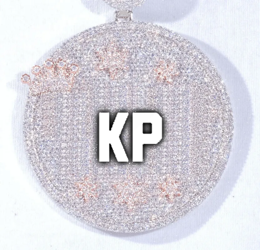 CUSTOM LETTER NECKLACE 3D BIG CROWN DISC made by The GUU Shop