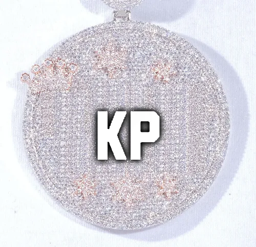 CUSTOM LETTER NECKLACE 3D BIG CROWN DISC sold by The GUU Shop