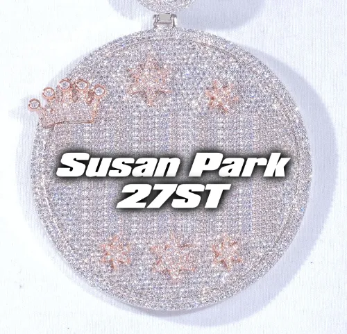 CUSTOM LETTER NECKLACE 3D BIG CROWN DISC sold by The GUU Shop