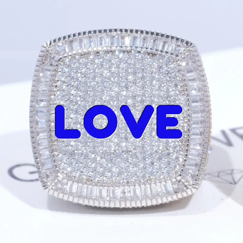CUSTOM LETTER 3D ICED RING made by The GUU Shop