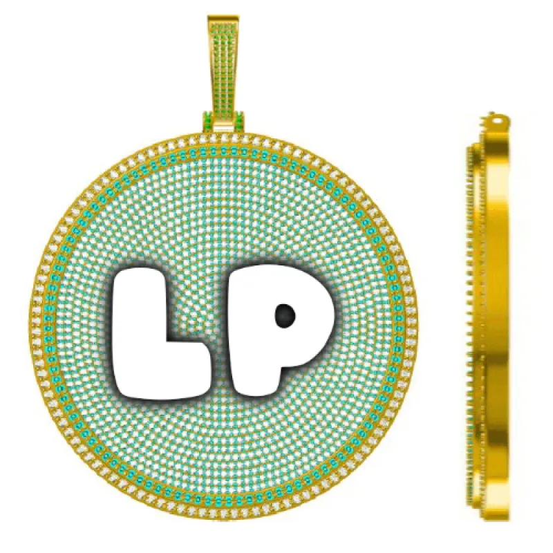 CUSTOM LETTER NECKLACE 3D BIG DISC made by The GUU Shop