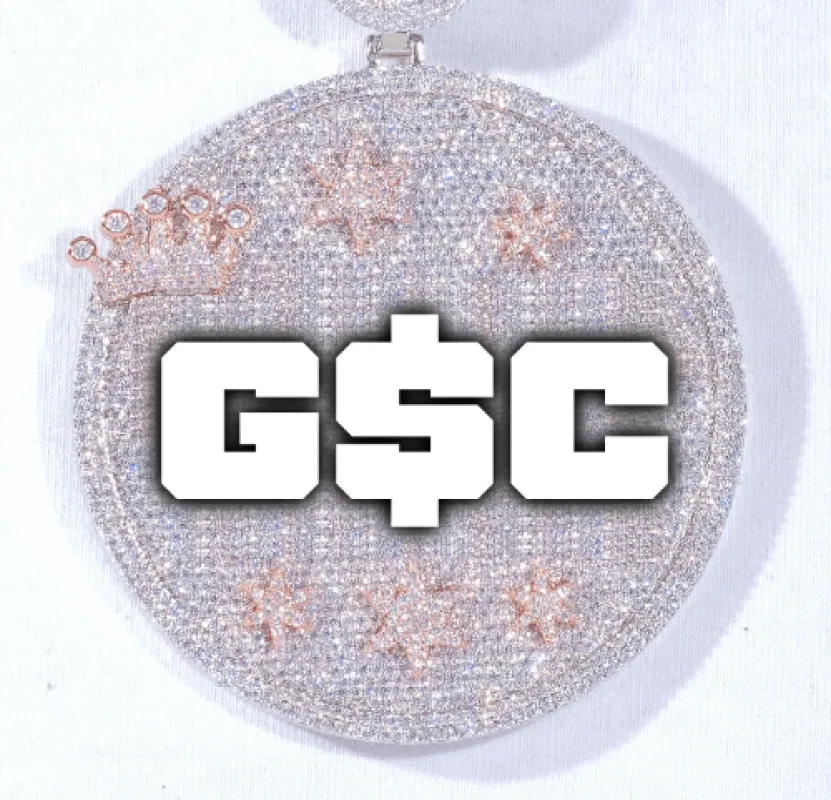CUSTOM LETTER NECKLACE 3D BIG CROWN DISC made by The GUU Shop