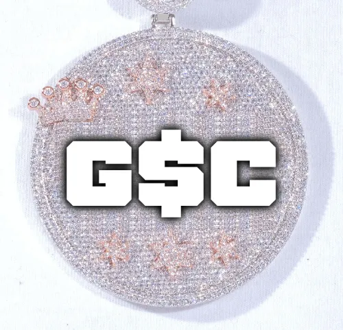 CUSTOM LETTER NECKLACE 3D BIG CROWN DISC sold by The GUU Shop