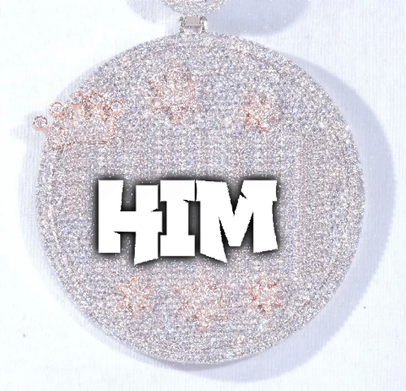 CUSTOM LETTER NECKLACE 3D BIG CROWN DISC made by The GUU Shop