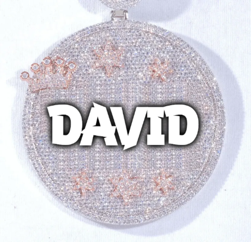 CUSTOM LETTER NECKLACE 3D BIG CROWN DISC made by The GUU Shop
