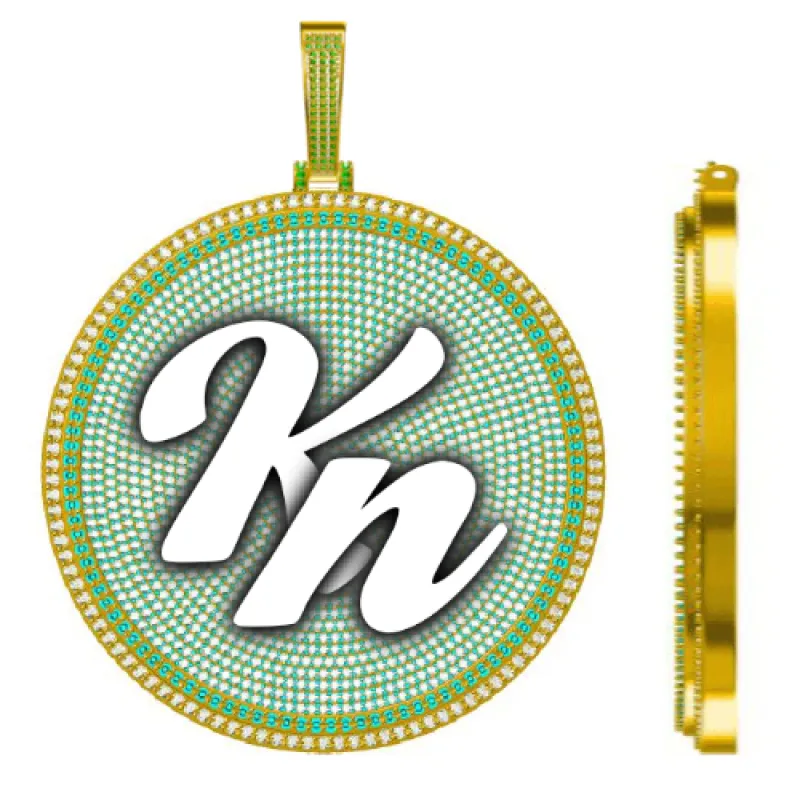 CUSTOM LETTER NECKLACE 3D BIG DISC made by The GUU Shop