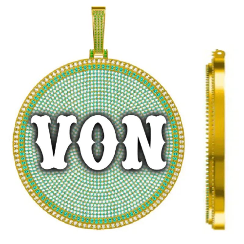 CUSTOM LETTER NECKLACE 3D BIG DISC made by The GUU Shop