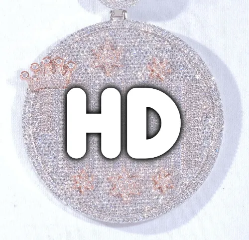 CUSTOM LETTER NECKLACE 3D BIG CROWN DISC sold by The GUU Shop