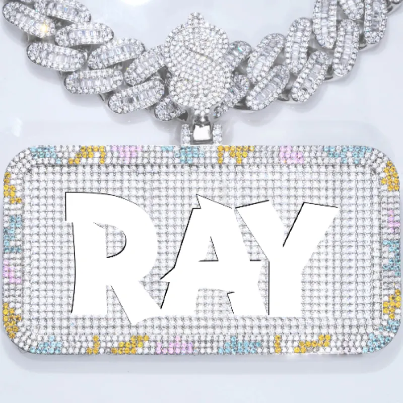 CUSTOM LETTER NECKLACE 3D COLORFUL SQUARE made by The GUU Shop