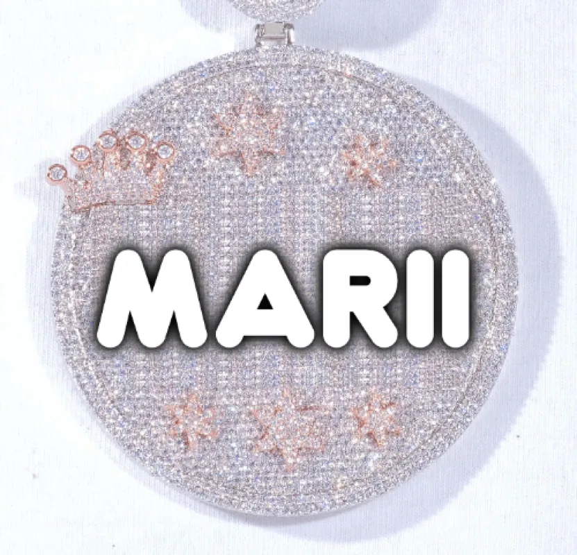 CUSTOM LETTER NECKLACE 3D BIG CROWN DISC made by The GUU Shop