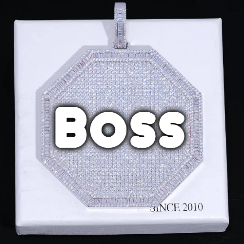 CUSTOM LETTER NECKLACE 3D BIG OCTAGON made by The GUU Shop