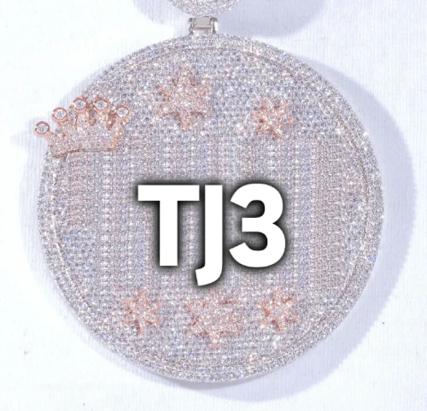 CUSTOM LETTER NECKLACE 3D BIG CROWN DISC made by The GUU Shop