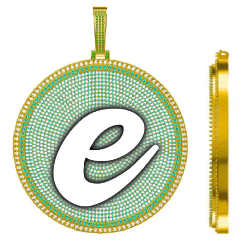 CUSTOM LETTER NECKLACE 3D BIG DISC made by The GUU Shop