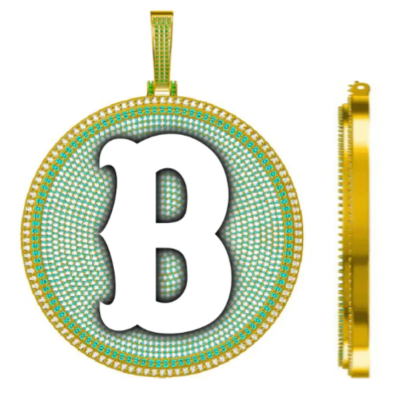 CUSTOM LETTER NECKLACE 3D BIG DISC made by The GUU Shop