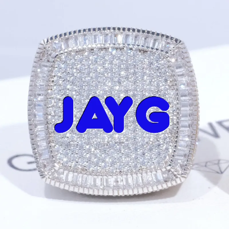 CUSTOM LETTER 3D ICED RING made by The GUU Shop