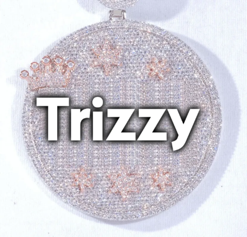 CUSTOM LETTER NECKLACE 3D BIG CROWN DISC made by The GUU Shop