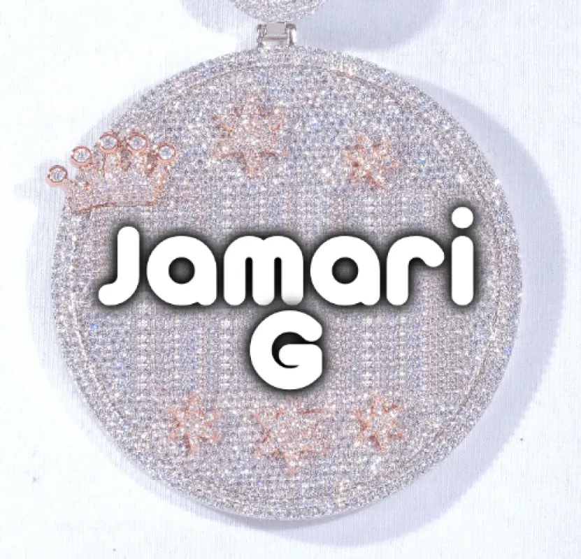 CUSTOM LETTER NECKLACE 3D BIG CROWN DISC made by The GUU Shop