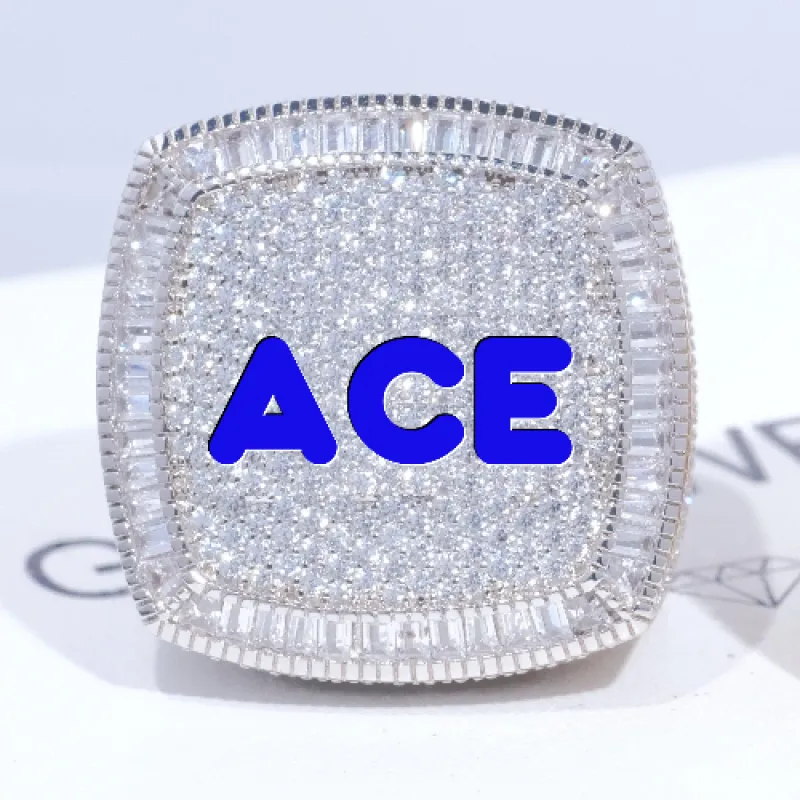 CUSTOM LETTER 3D ICED RING made by The GUU Shop