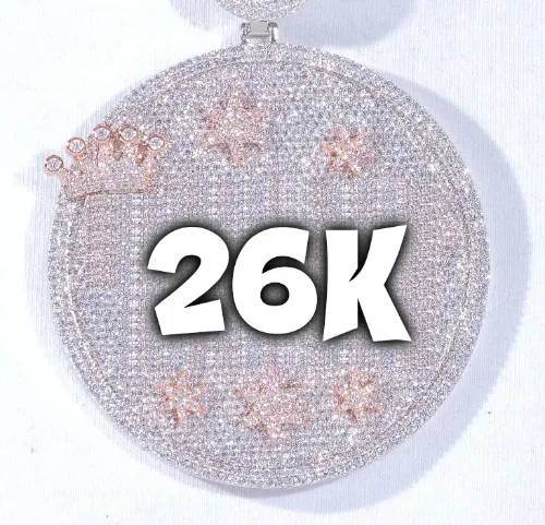 CUSTOM LETTER NECKLACE 3D BIG CROWN DISC sold by The GUU Shop
