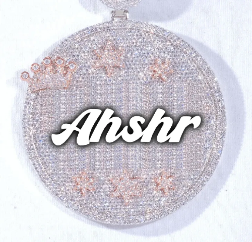 CUSTOM LETTER NECKLACE 3D BIG CROWN DISC made by The GUU Shop