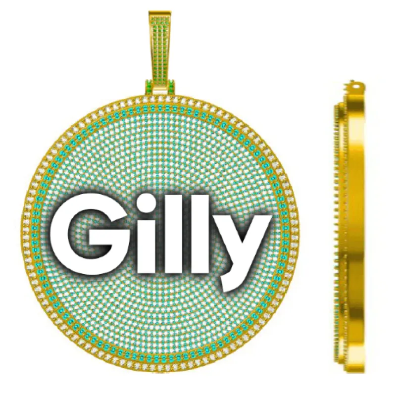 CUSTOM LETTER NECKLACE 3D BIG DISC made by The GUU Shop