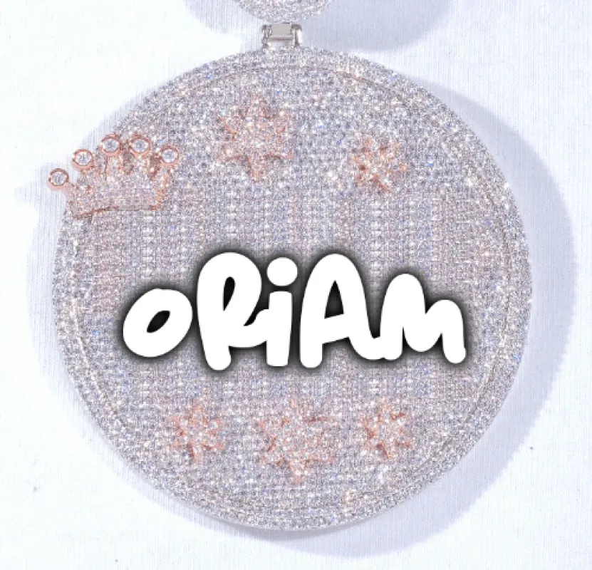 CUSTOM LETTER NECKLACE 3D BIG CROWN DISC made by The GUU Shop